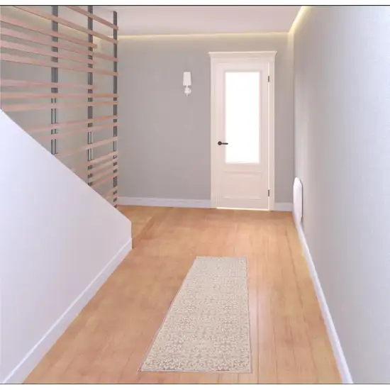 6' Pink And Ivory Floral Runner Rug Photo 1