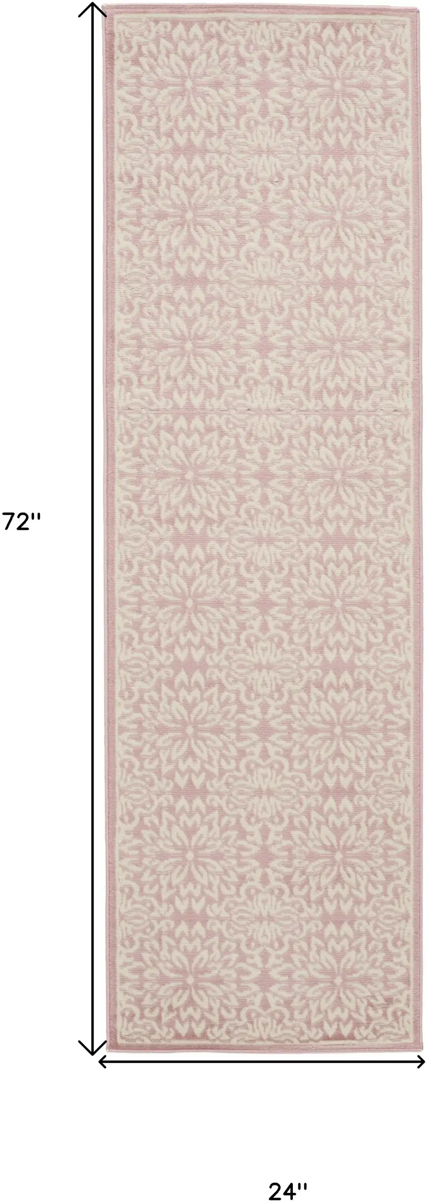 6' Pink And Ivory Floral Runner Rug Photo 3