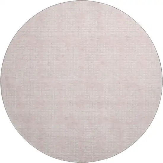 8' Pink And Ivory Geometric Washable Round Rug With UV Protection Photo 1