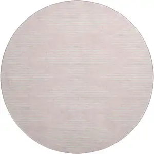 Photo of 8' Pink And Ivory Geometric Washable Round Rug With UV Protection