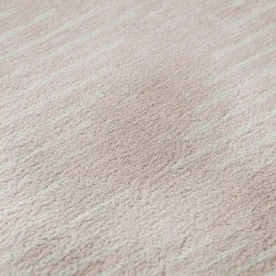 8' Pink And Ivory Geometric Washable Round Rug With UV Protection Photo 8