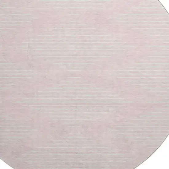 8' Pink And Ivory Geometric Washable Round Rug With UV Protection Photo 2