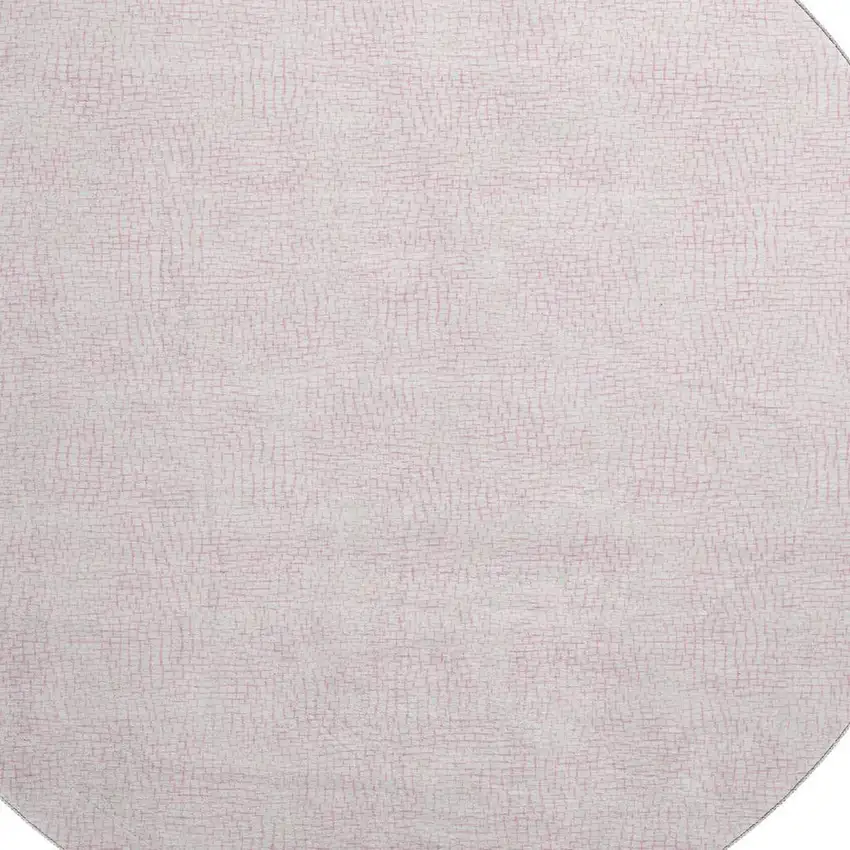 8' Pink And Ivory Geometric Washable Round Rug With UV Protection Photo 2