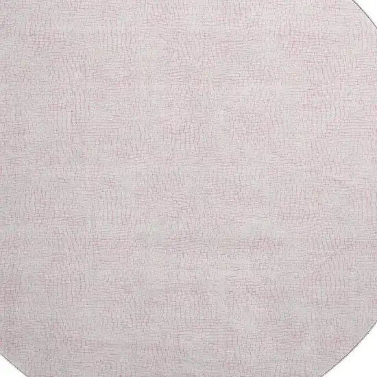 8' Pink And Ivory Geometric Washable Round Rug With UV Protection Photo 2