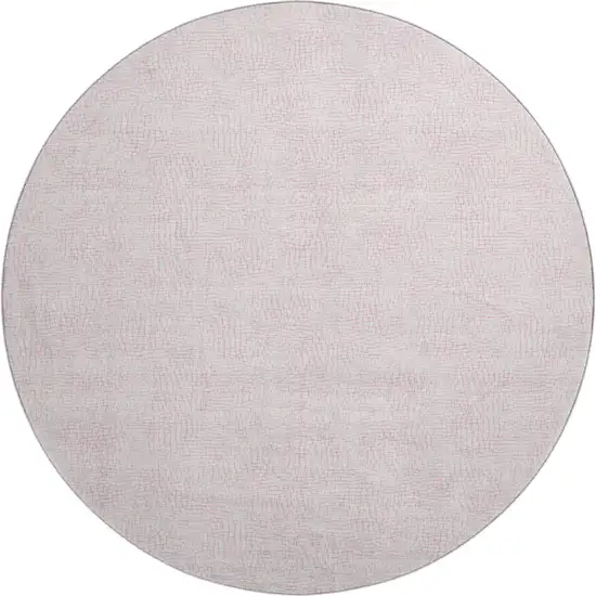 8' Pink And Ivory Geometric Washable Round Rug With UV Protection Photo 1