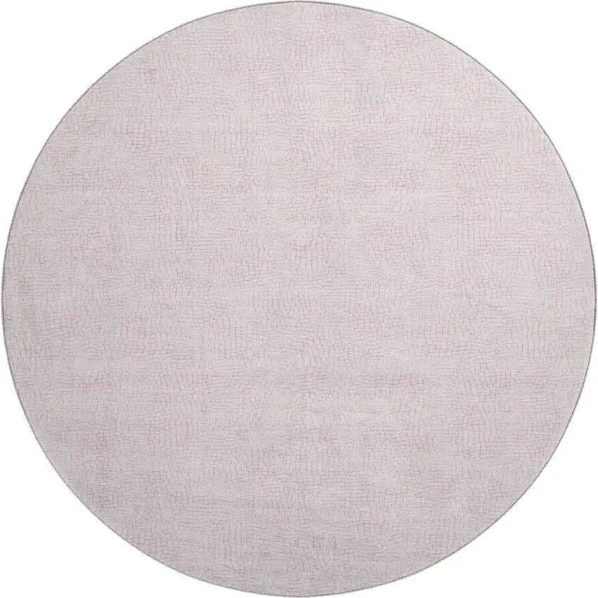 8' Pink And Ivory Geometric Washable Round Rug With UV Protection Photo 1