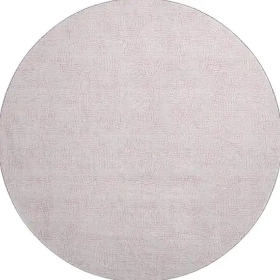 8' Pink And Ivory Geometric Washable Round Rug With UV Protection Photo 3