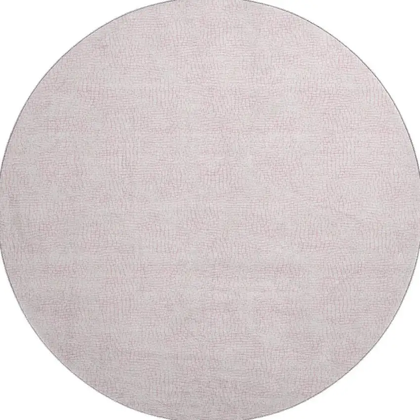 8' Pink And Ivory Geometric Washable Round Rug With UV Protection Photo 3
