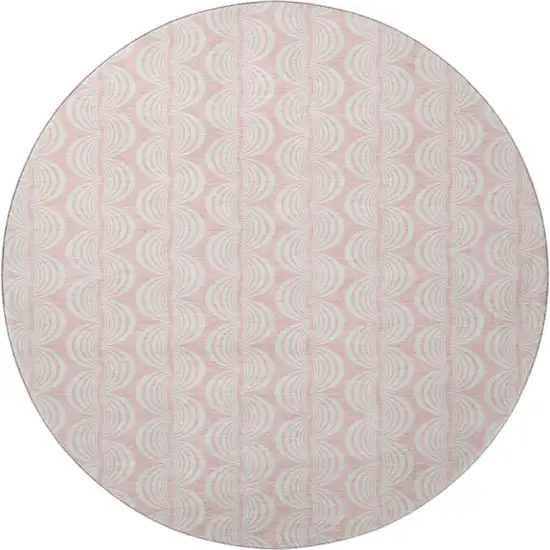 8' Pink And Ivory Ogee Washable Round Rug With UV Protection Photo 2