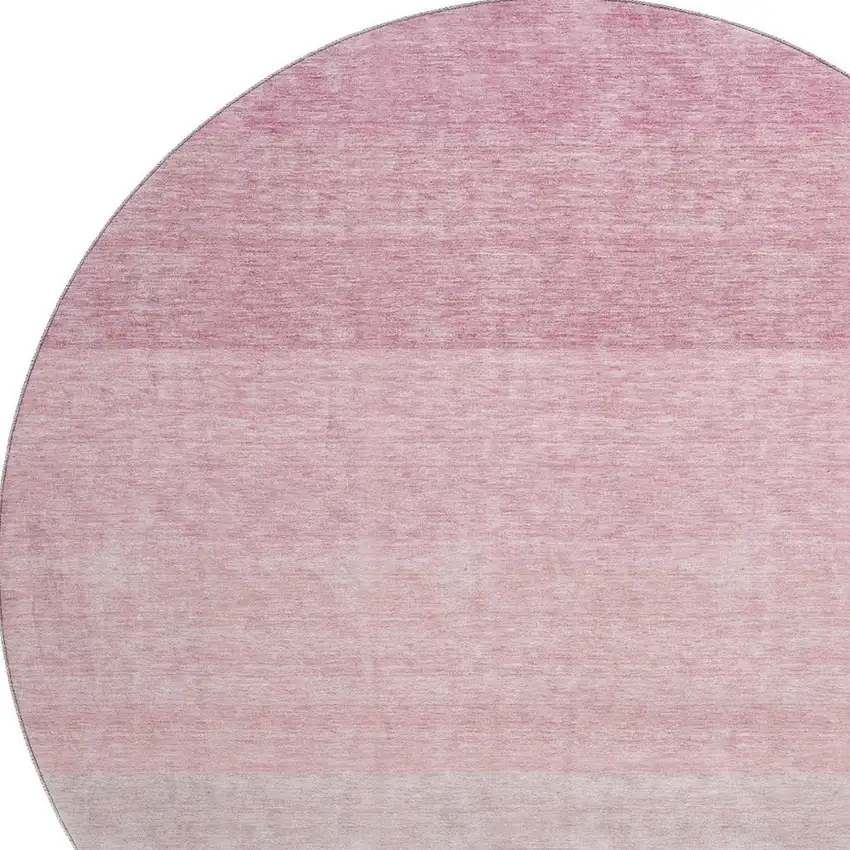8' Pink And Ivory Ombre Washable Round Rug With UV Protection Photo 2