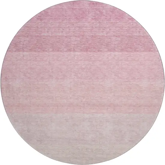 8' Pink And Ivory Ombre Washable Round Rug With UV Protection Photo 1