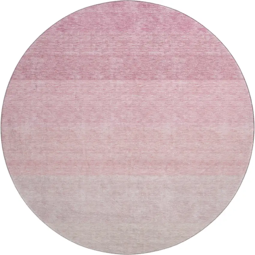 8' Pink And Ivory Ombre Washable Round Rug With UV Protection Photo 1