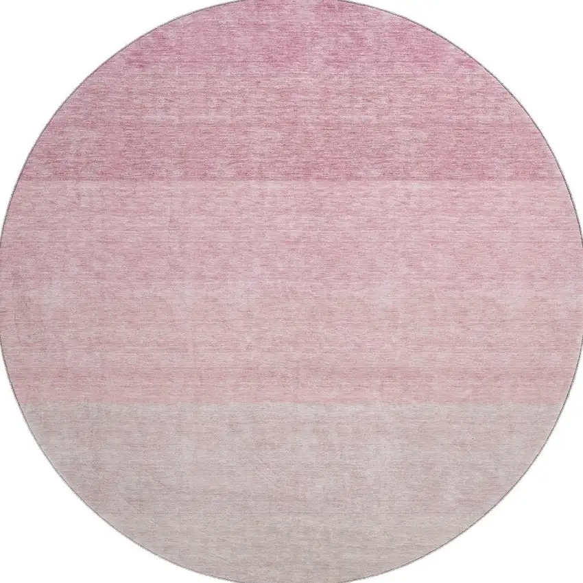 8' Pink And Ivory Ombre Washable Round Rug With UV Protection Photo 3