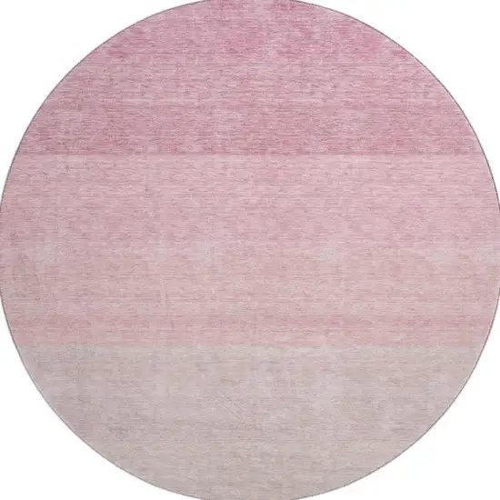 8' Pink And Ivory Ombre Washable Round Rug With UV Protection Photo 3