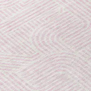 Photo of 8' Pink And Ivory Round Abstract Washable Indoor Outdoor Area Rug