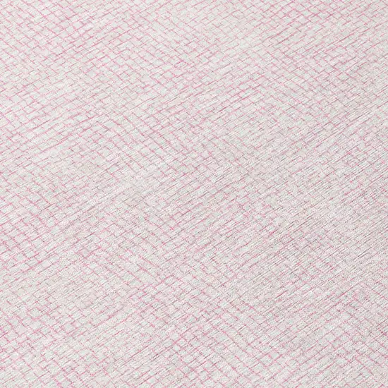 8' Pink And Ivory Round Geometric Washable Indoor Outdoor Area Rug Photo 9