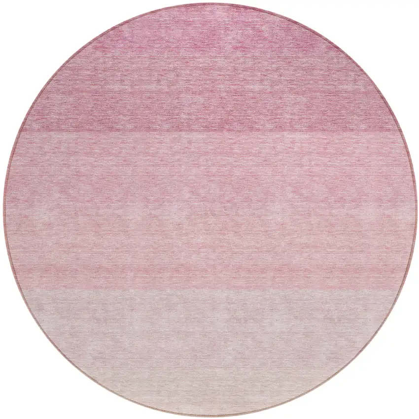 8' Pink And Ivory Round Ombre Washable Indoor Outdoor Area Rug Photo 2
