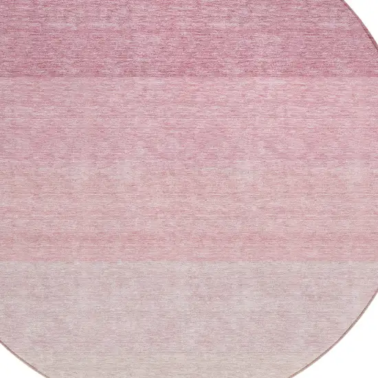 8' Pink And Ivory Round Ombre Washable Indoor Outdoor Area Rug Photo 4