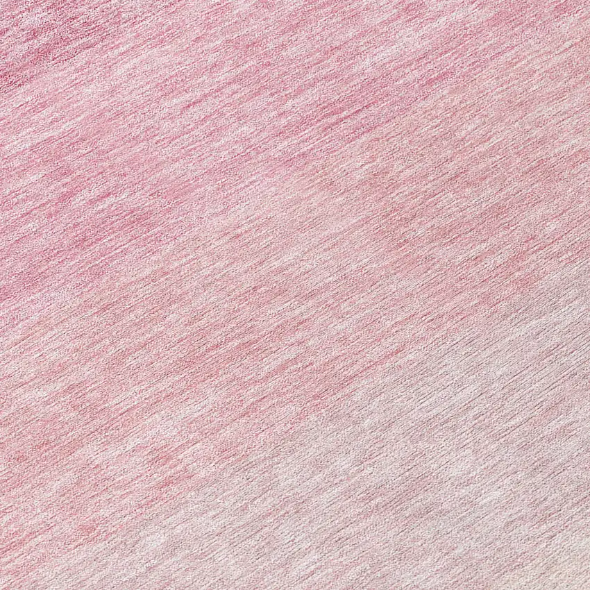8' Pink And Ivory Round Ombre Washable Indoor Outdoor Area Rug Photo 8