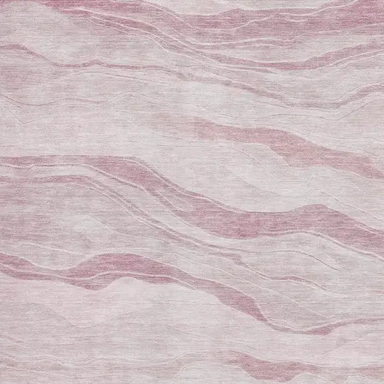 8' Pink And Ivory Striped Washable Area Rug With UV Protection Photo 2