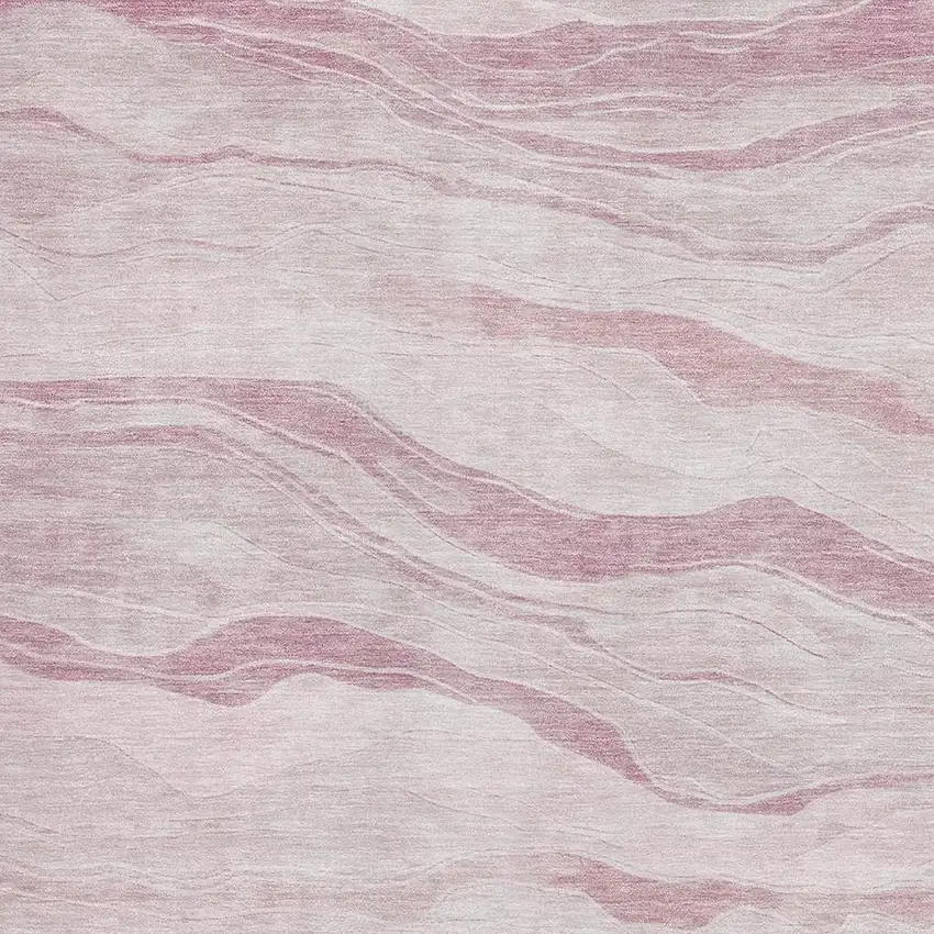 8' Pink And Ivory Striped Washable Area Rug With UV Protection Photo 2