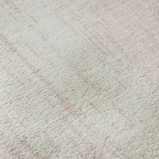 8' Pink And Ivory Striped Washable Round Rug With UV Protection Photo 9