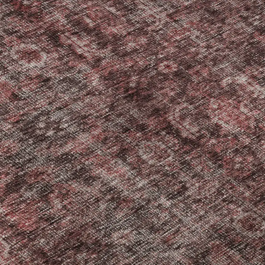 8' Pink And Mauve Damask Washable Round Rug With UV Protection Photo 8