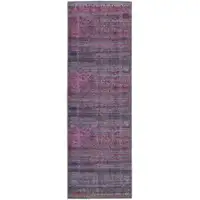 Photo of 8' Pink And Purple Floral Power Loom Runner Rug