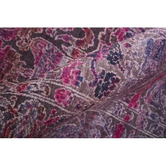 8' Pink And Purple Floral Power Loom Runner Rug Photo 3