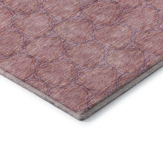 8' Pink And Purple Geometric Washable Round Rug With UV Protection Photo 6