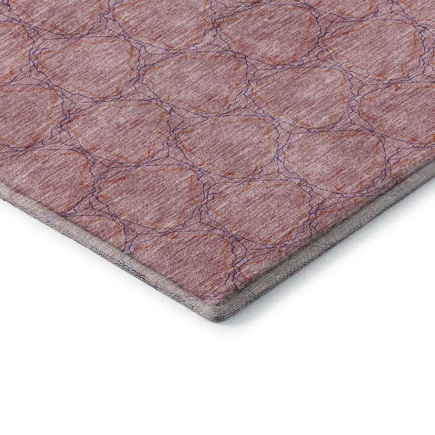 8' Pink And Purple Geometric Washable Round Rug With UV Protection Photo 6