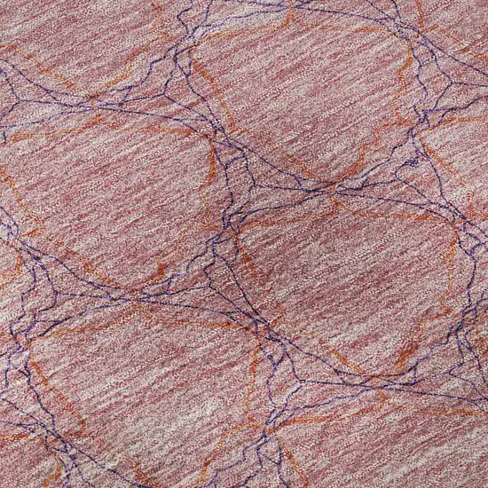 8' Pink And Purple Geometric Washable Round Rug With UV Protection Photo 8