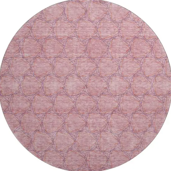 8' Pink And Purple Geometric Washable Round Rug With UV Protection Photo 3