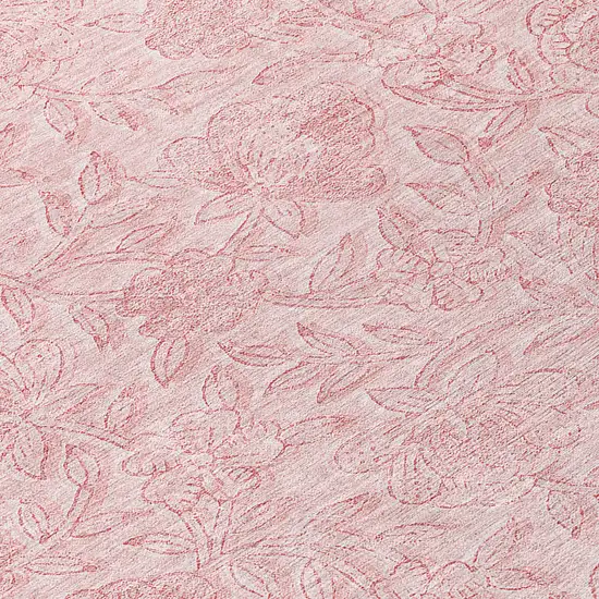 8' Pink And Red Round Floral Washable Indoor Outdoor Area Rug Photo 9