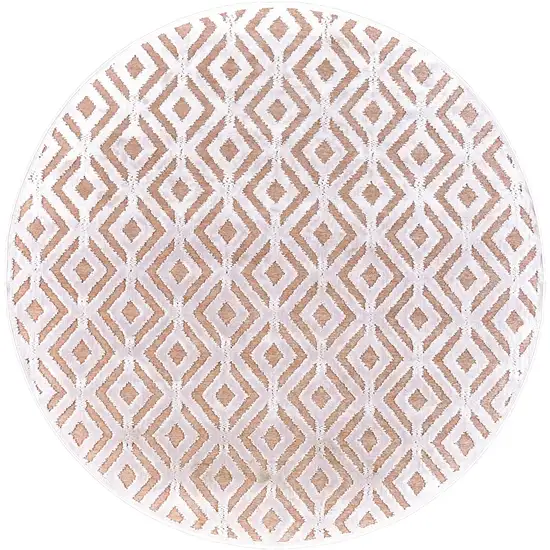 7' Pink And White Round Rug Photo 4