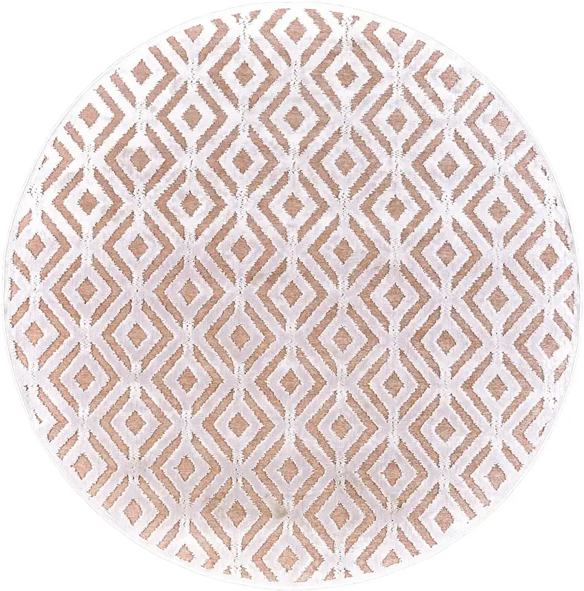 7' Pink And White Round Rug Photo 4