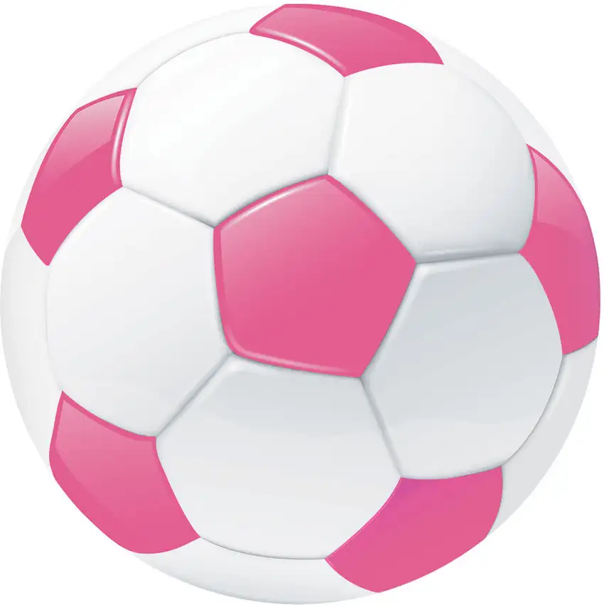 5' Pink And White Soccer Youthful Washable Round Rug Photo 3