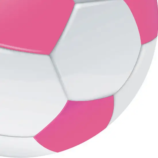 5' Pink And White Soccer Youthful Washable Round Rug Photo 2