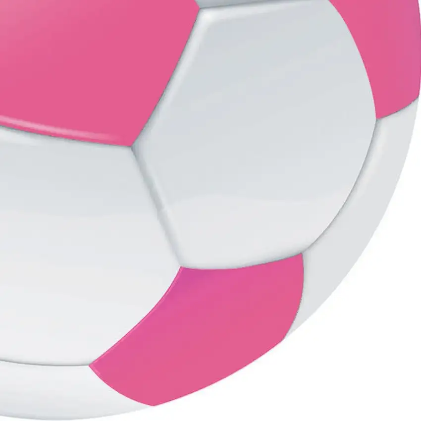 5' Pink And White Soccer Youthful Washable Round Rug Photo 2