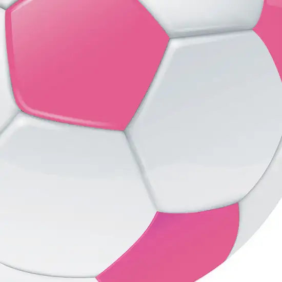 5' Pink And White Soccer Youthful Washable Round Rug Photo 7