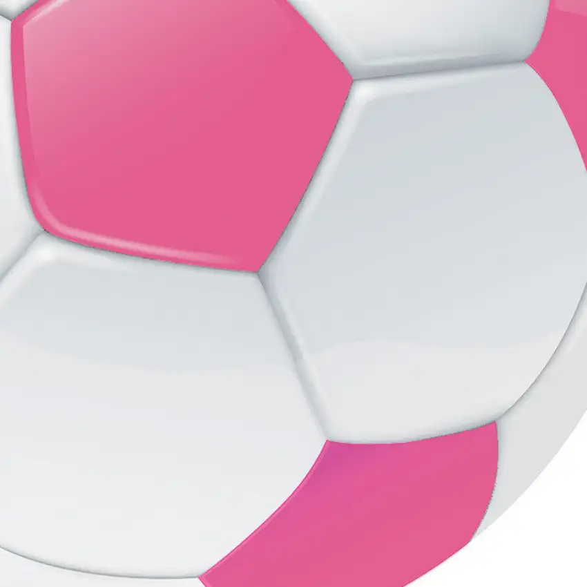 5' Pink And White Soccer Youthful Washable Round Rug Photo 7