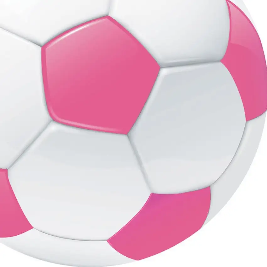 5' Pink And White Soccer Youthful Washable Round Rug Photo 4