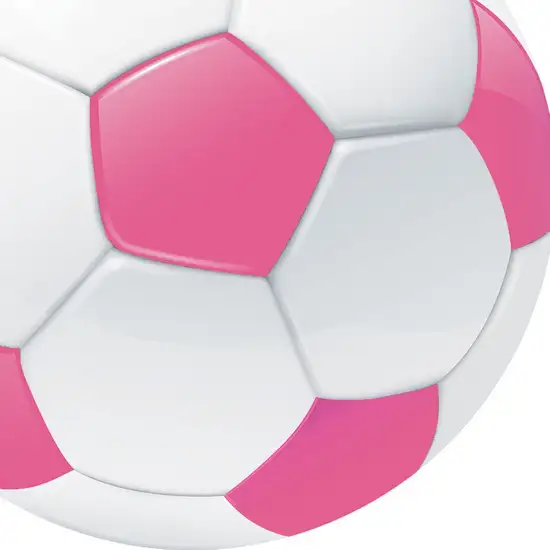 5' Pink And White Soccer Youthful Washable Round Rug Photo 8