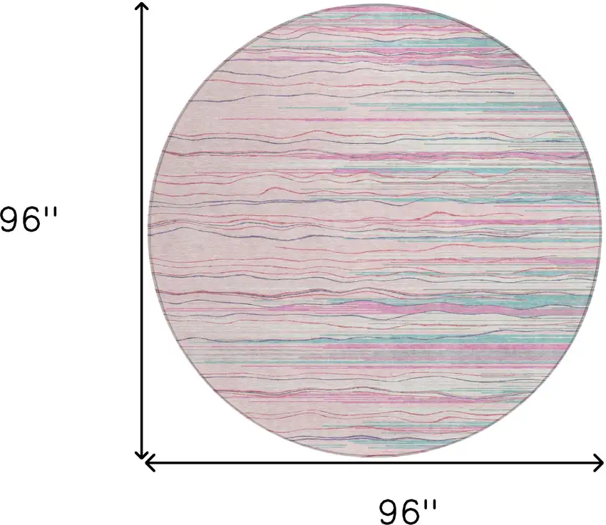 8' Pink Blue And Purple Round Striped Washable Indoor Outdoor Area Rug Photo 3