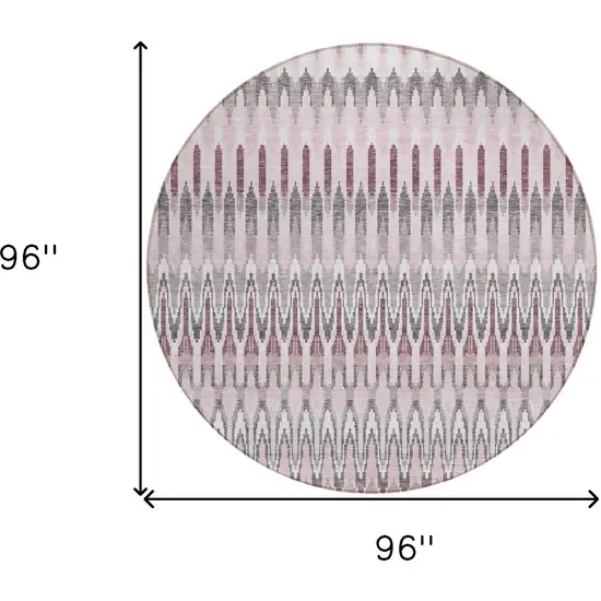 8' Pink Blush And Gray Round Southwestern Washable Indoor Outdoor Area Rug Photo 3
