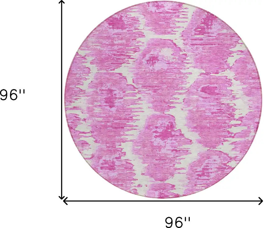 8' Pink Blush And Mauve Round Abstract Washable Indoor Outdoor Area Rug Photo 8