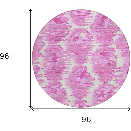 8' Pink Blush And Mauve Round Abstract Washable Indoor Outdoor Area Rug Photo 8