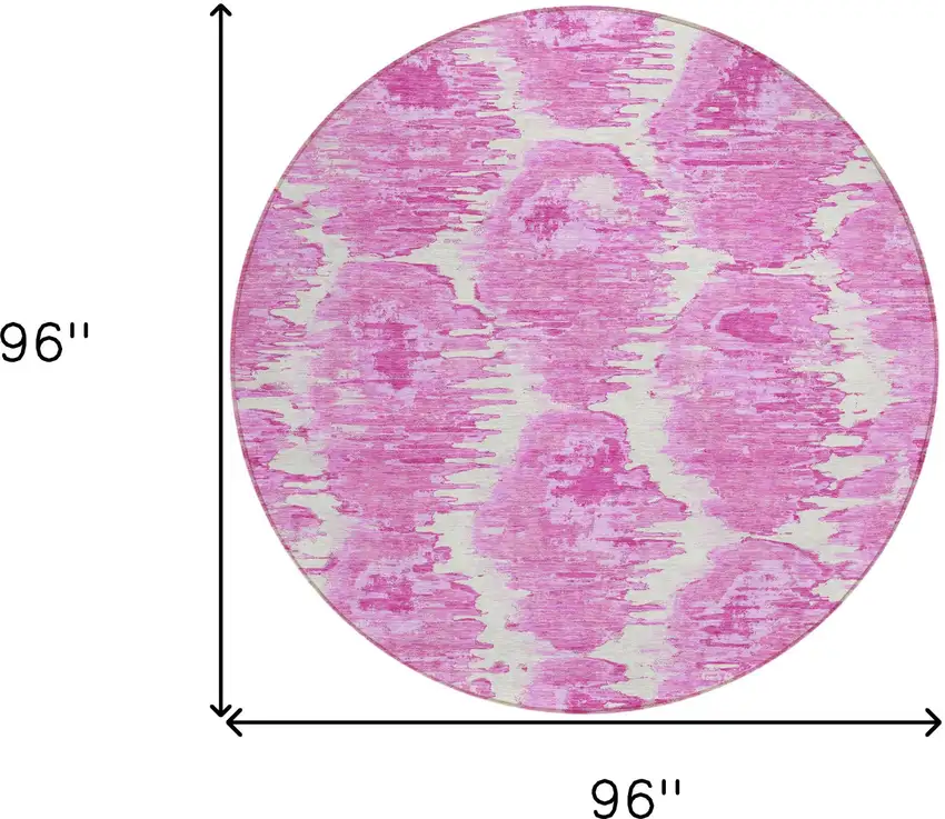 8' Pink Blush And Mauve Round Abstract Washable Indoor Outdoor Area Rug Photo 8