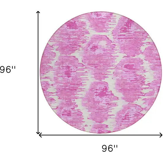 8' Pink Blush And Mauve Round Abstract Washable Indoor Outdoor Area Rug Photo 8