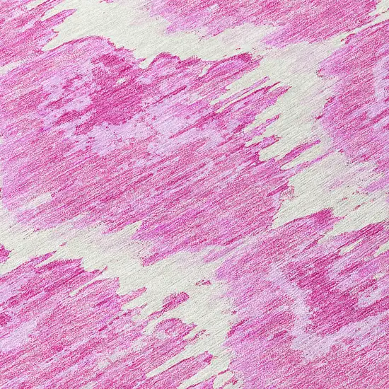 8' Pink Blush And Mauve Round Abstract Washable Indoor Outdoor Area Rug Photo 9